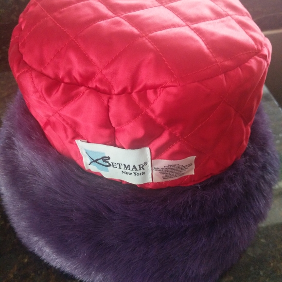 Bucket Hat Purple Faux Fur Convertible Fuzzy - Picture 13 of 14